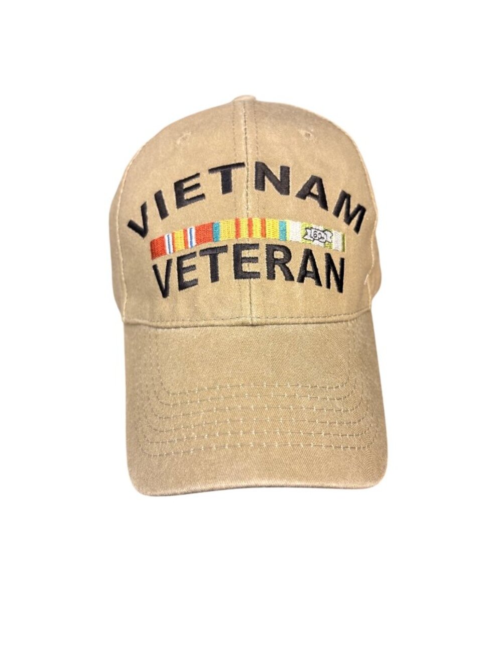 Embroidery Unisex Khaki Vietnam Veteran Adjustable Cap With Embroidered Design